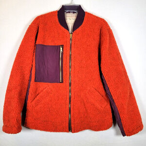Free People Womens Rivington Sherpa Jacket Coat Size Small Red Outdoor Boho Fall